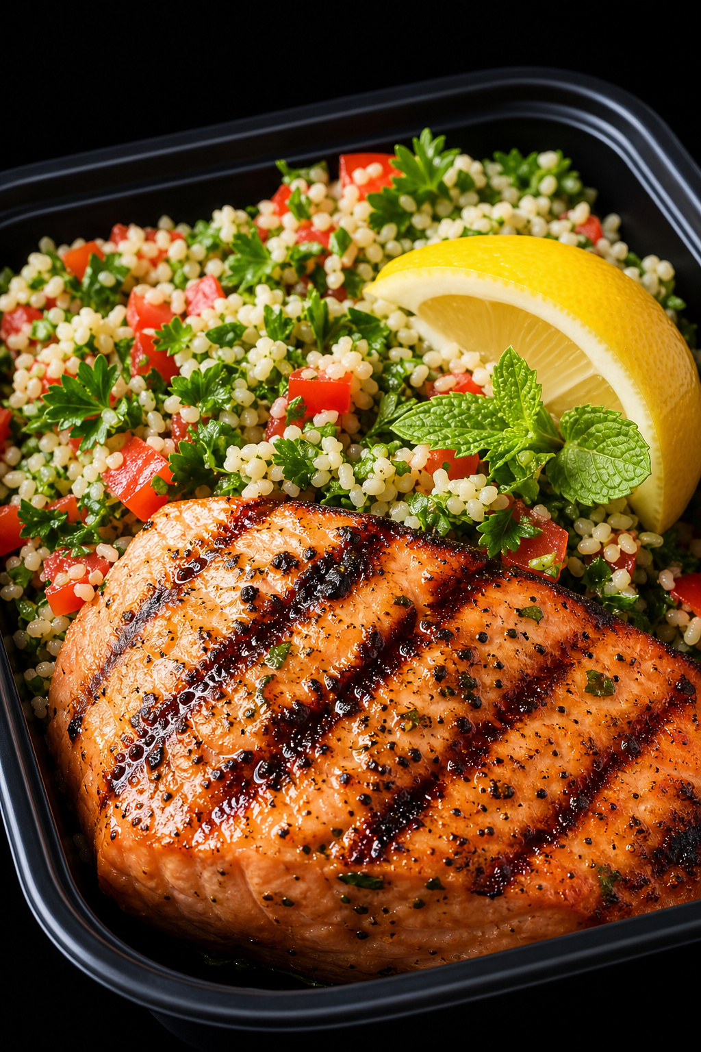Grillowany łosoś z tabbouleh
